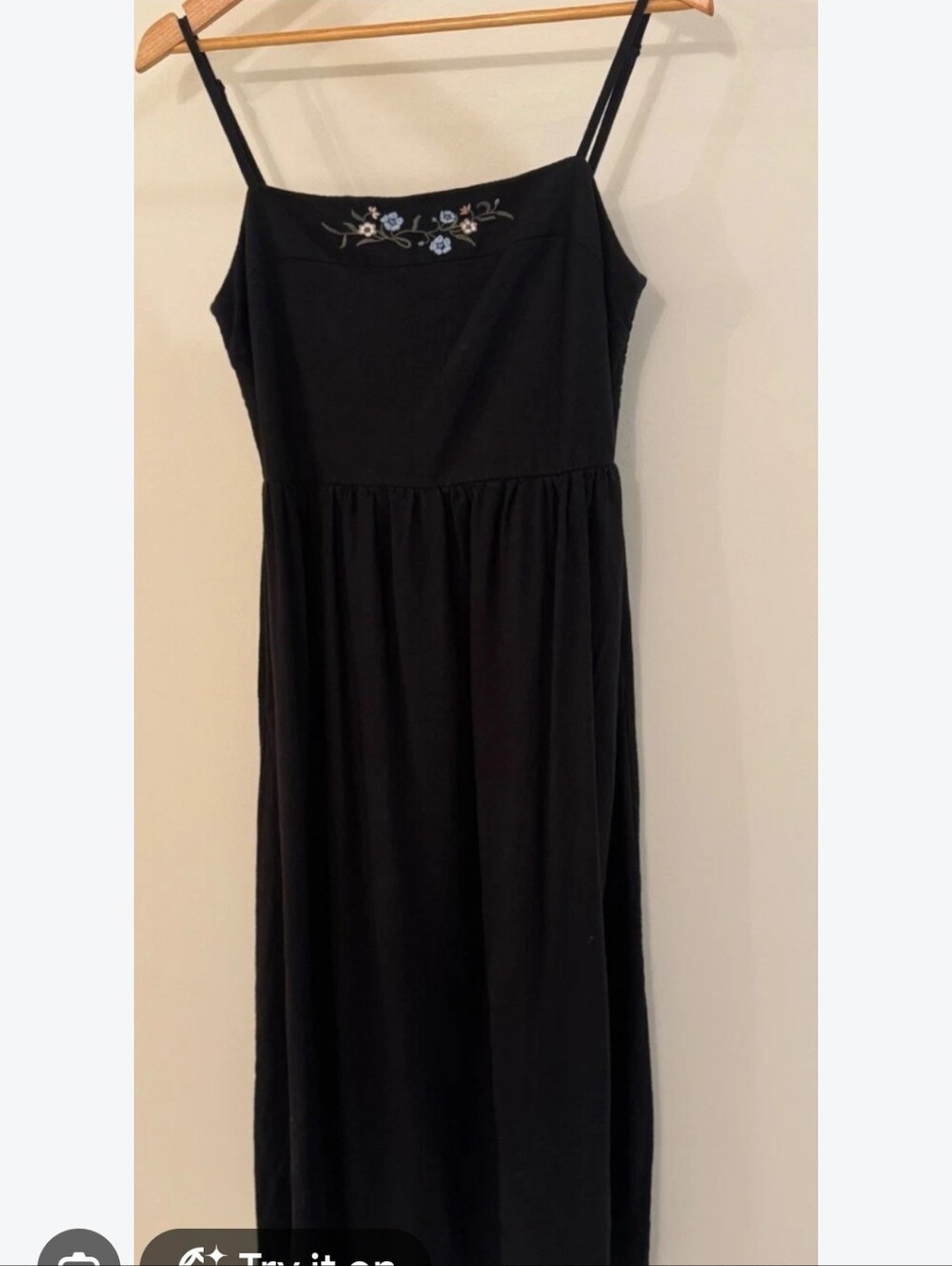 Cynthia Rowley Black Maxi Dress with Blue Floral Accent